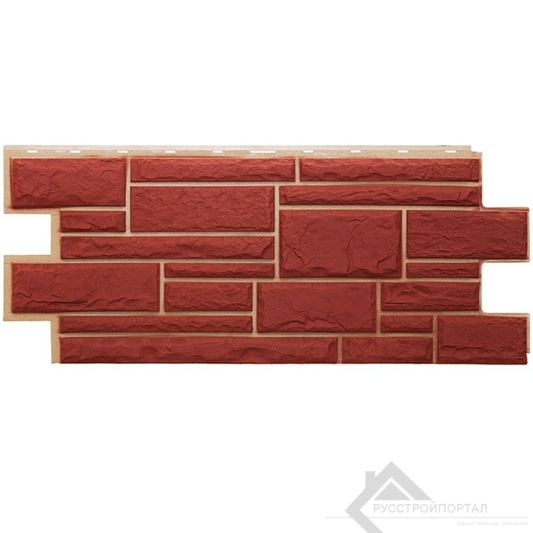 Фасадная панель T-Siding Дикий Камень Красный 1090х455 мм
